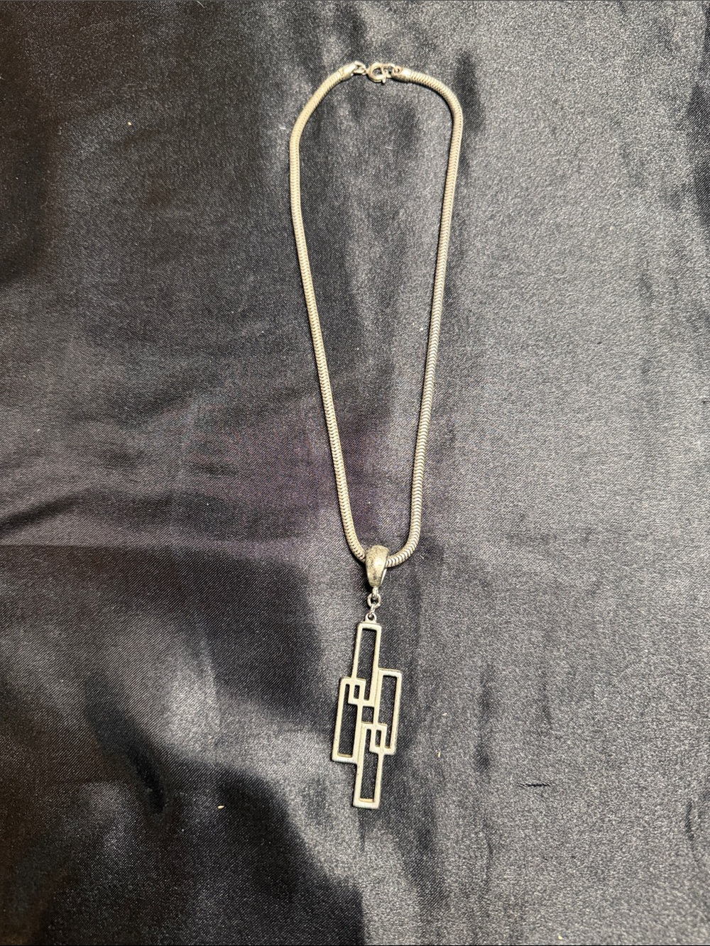 Geometric Silver-Tone Pendant Necklace
